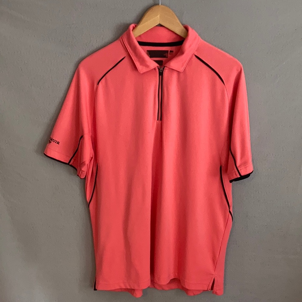 Glenmuir Salmon colored polo zip front Sz M